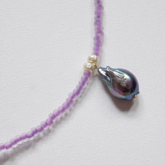 handmade beaded choker baroque pearls freshwater colorful chic indie trendy - Picture 6 of 7